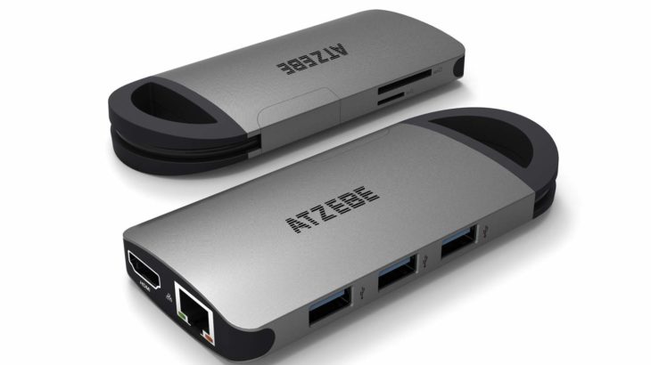 ATZEBE USB-C ハブ 変換アダプター【USB、HDMI、LAN、SDにカードスロット】